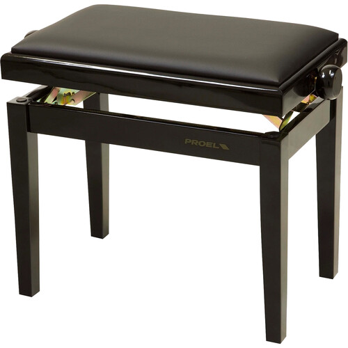 Dexibell Height Adjustable Wooden Bench (Black Polished Black Velvet Seat)