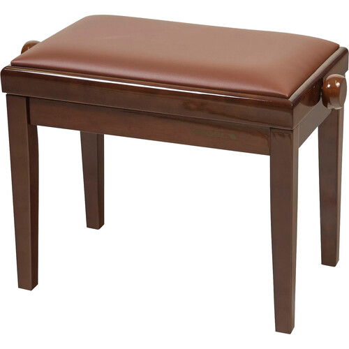 Dexibell Height Adjustable Wooden Bench (Walnut Polished Brown Velvet Seat)