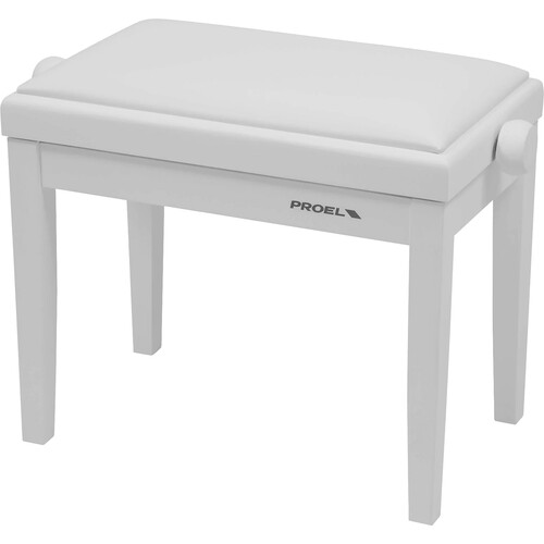 Dexibell Height Adjustable Wooden Bench (White Polished White Velvet Seat)