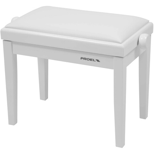 Dexibell Height Adjustable Wooden Bench (White Matte White Velvet Seat)