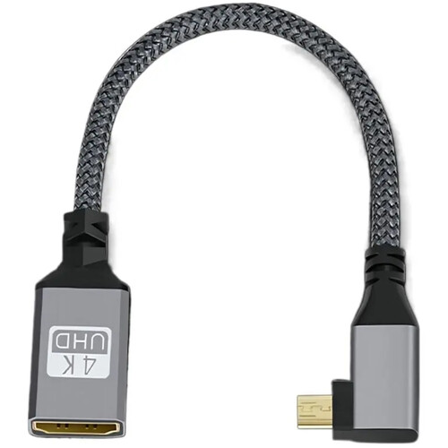 DigitalFoto Solution Limited 4K Left-Angle Micro-HDMI Male to HDMI Female Cable (7.8