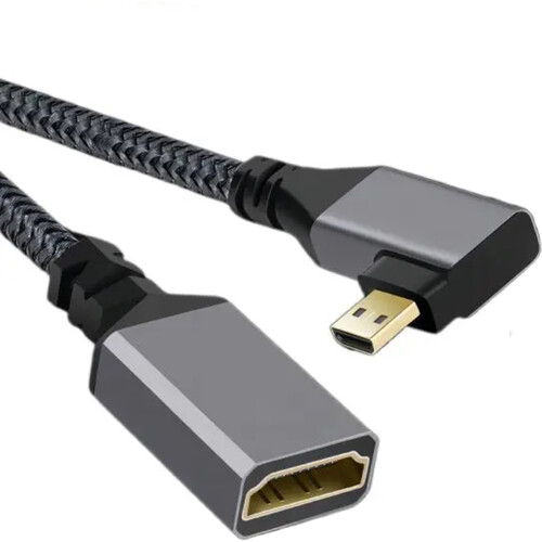 DigitalFoto Solution Limited Right-Angle Standard Micro-HDMI to HDMI Extension Cable (7.9