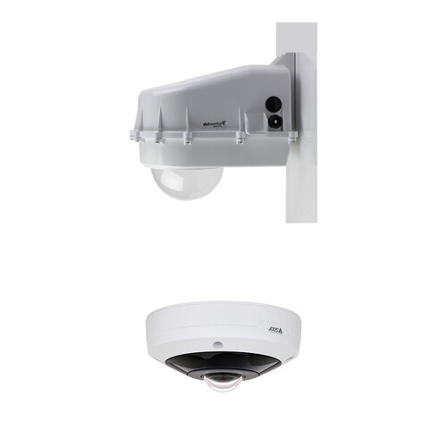 Dotworkz D2 Base Model Enclosure (Clear Lens) with Axis Communications M4318-PLVE 12MP 360 Outdoor Panoramic Network Mini Dome Camera