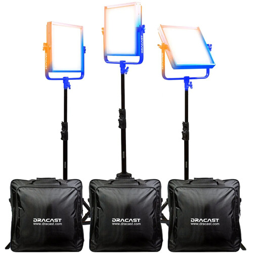 Dracast Pro Series LED1000 Bi-Color LED Light Panel (Gold Mount Interview 3-Light Kit)