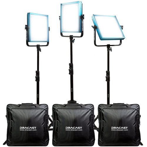 Dracast Pro Series LED1000 Daylight LED Light Panel (V-Mount Interview 3-Light Kit)