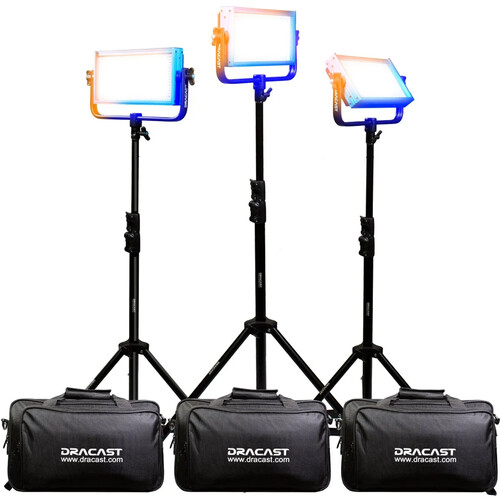 Dracast Pro Series LED500 Bi-Color LED Light Panel (Gold Mount Interview 3-Light Kit)