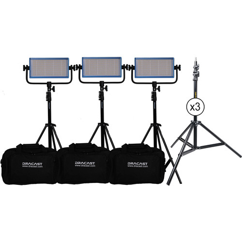 Dracast Pro Series LED500 Daylight LED Light Panel (Gold Mount Interview 3-Light Kit)