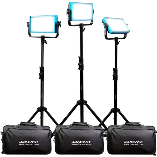 Dracast Pro Series LED500 Daylight LED Light Panel (V-Mount Interview 3-Light Kit)