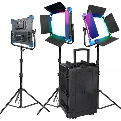 Dracast Pro Series II LED1000 RGB LED Light Panel (3-Light Kit&nbspGold&nbspMount)