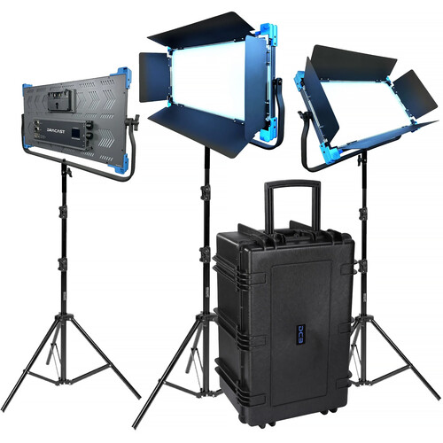 Dracast Pro Series II LED2000 Daylight LED Light Panel (3-Light Kit&nbspGold&nbspMount)