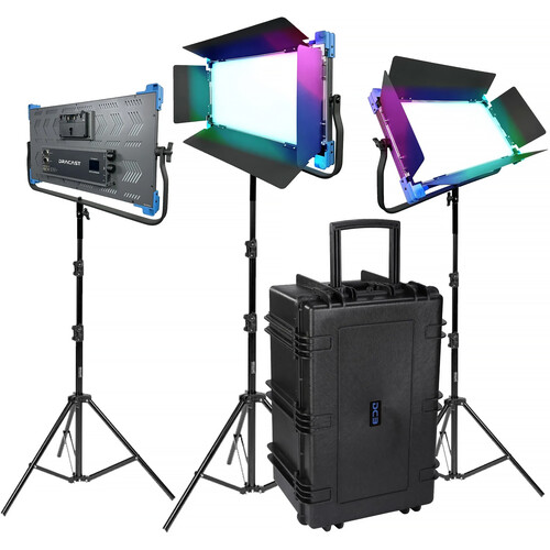 Dracast Pro Series II LED2000 RGB LED Light Panel (3-Light Kit&nbspGold&nbspMount)
