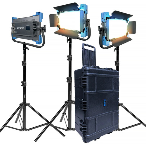 Dracast Pro Series II LED500 Bi-Color LED Light Panel (3-Light Kit&nbspGold&nbspMount)