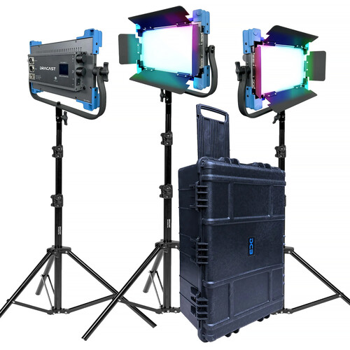Dracast Pro Series II LED500 RGB LED Light Panel (3-Light Kit&nbspGold&nbspMount)