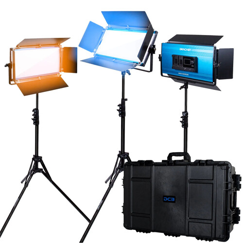 Dracast X Series LED1000 Bi-Color LED Light Panel (Travel 3-Light Kit)