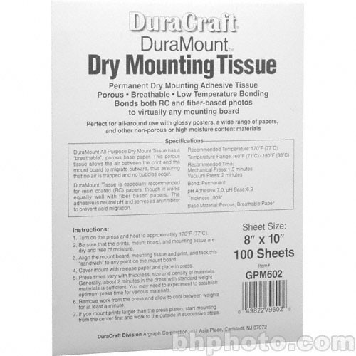 Duracraft Duramount Dry Mount Tissue (8 x 10