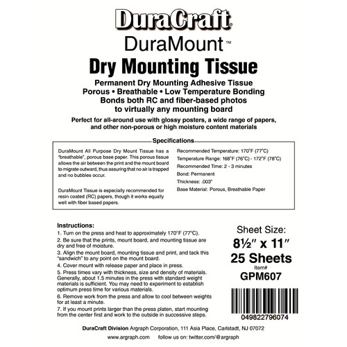 Duracraft Duramount Dry Mounting Tissue (8.5 x 11