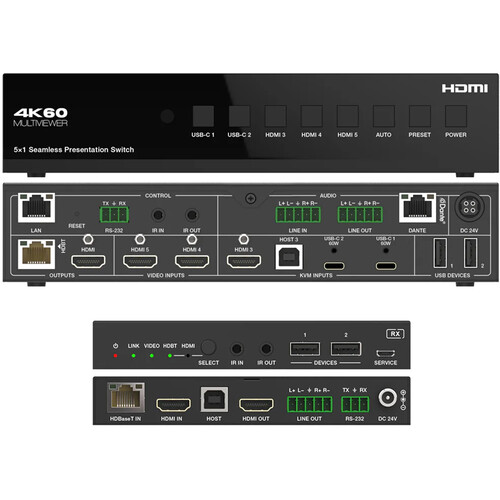 DVDO Seamless Presentation Switcher/Scaler/Extender Kit with USB-C & HDMI Inputs & Dante