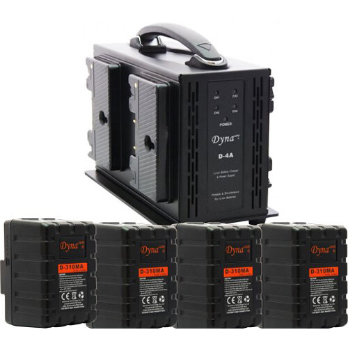 Dynacore D-310MA Rugged 4-Battery Kit with 4-Bay Charger (310Wh Gold Mount)