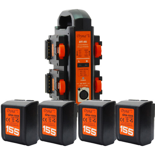 Dynacore DPM-155S Tiny 4-Battery Kit with DT-4S 4-Bay Charger (155Wh V-Mount)