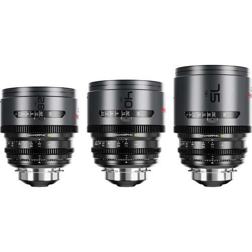 DZOFilm PAVO 2x Anamorphic 28/40/75mm T2.1 3-Lens Set (Neutral Coating PL/EF Mount Feet)