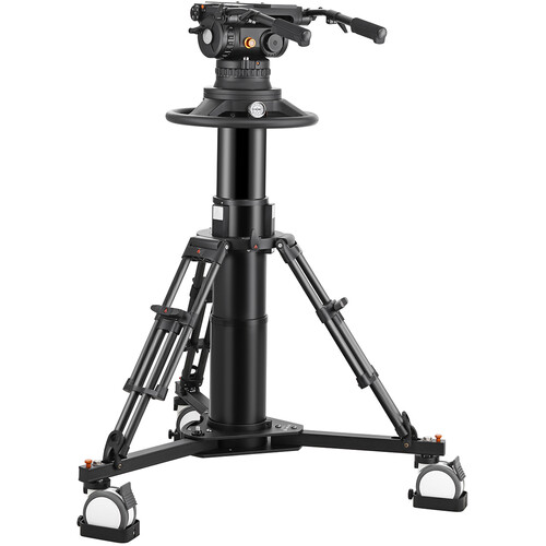 E-Image Pneumatic Carbon Fiber Pedestal with Flat Base Fluid Head