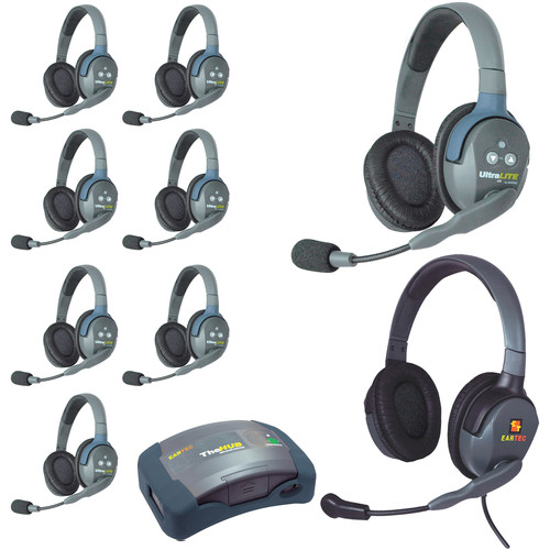 EARTEC HUB9DMXD Ultralite and HUB 9 Person Headset System with 8 ULDR, 1 Max 4G Double