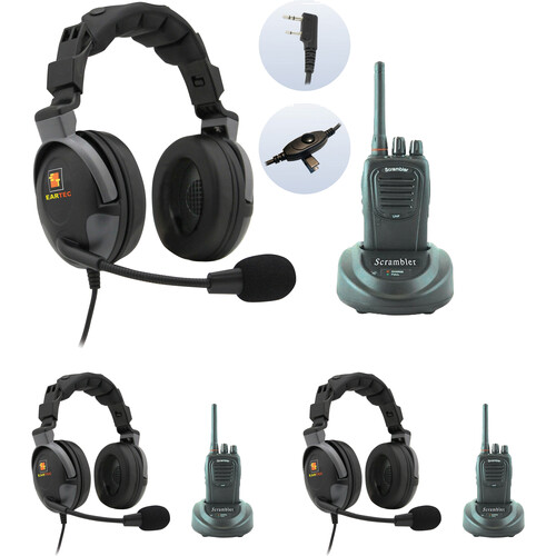 Eartec 3 x SC-1000 Radios with 3 x Proline Double Inline PTT Headsets
