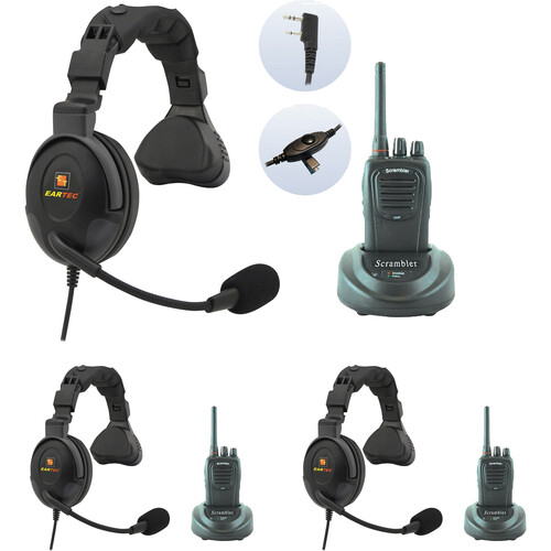 Eartec 3 x SC-1000 Radios with 3 x Proline Single Inline PTT Headsets