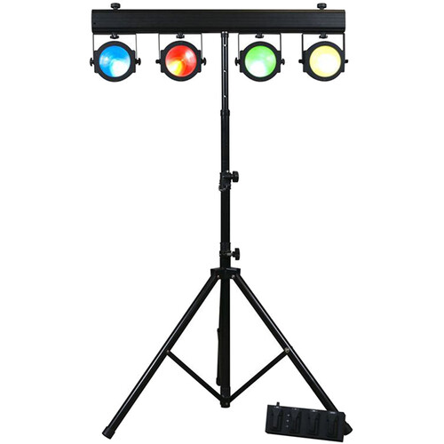 Eliminator Lighting Dotz TPar Sys Plus Portable Stage Lighting Wash System with Remote Stand and Cases
