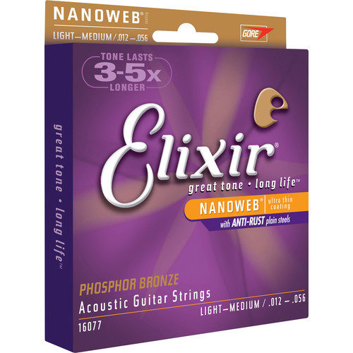 ELIXIR Light-Medium Gauge Acoustic Phosphor Bronze NANOWEB 16077 ELIXIRLight-Medium Gauge Acoustic Phosphor Bronze NANOWEB Coated... 