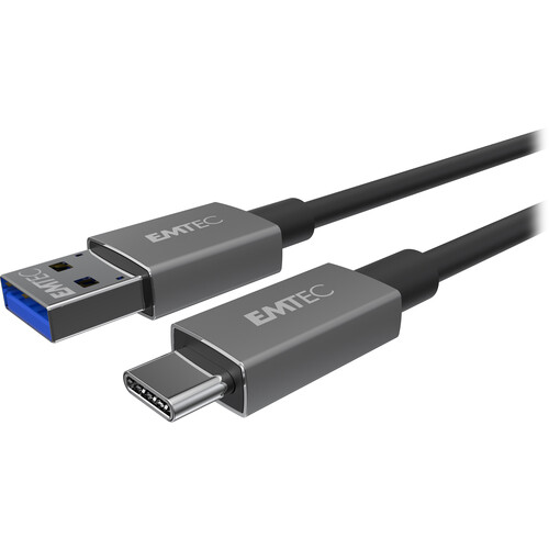EMTEC T700 USB-A to USB-C 3.1 Gen 2 Cable (3' Black)