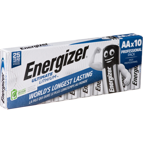 Energizer Ultimate Lithium AA Batteries (1.5V 3500mAh 10-Pack)