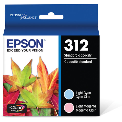 Epson T312 Light Magenta & Light Cyan Claria Photo HD Ink Cartridge Multi-Pack with Sensormatic