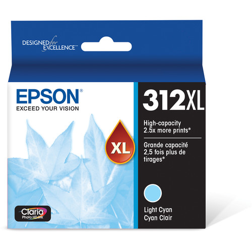 Epson T312XL Light Cyan Claria Photo HD Ink Cartridge with Sensormatic