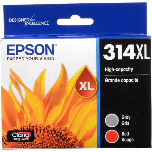EPSON 314 Claria Photo HD Ink High Capacity (T314XL922-S) Works with Expression Photo XP-15000, Gray/red