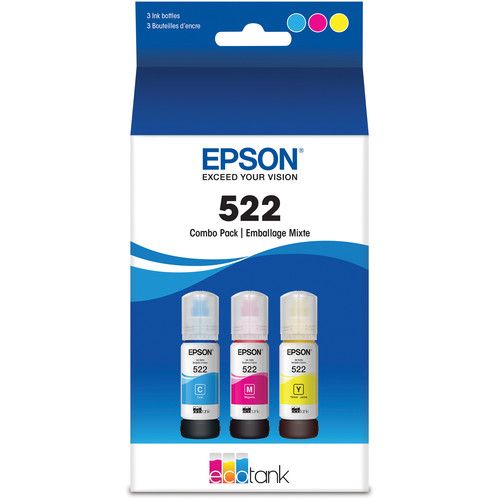 Epson T522 Multi-Color Ink Bottle Pack (Cyan Magenta Yellow)
