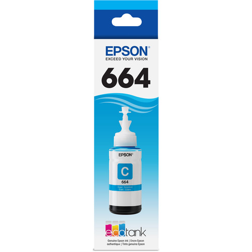 Epson T664 Cyan Ink Bottle with Sensormatic (70mL)