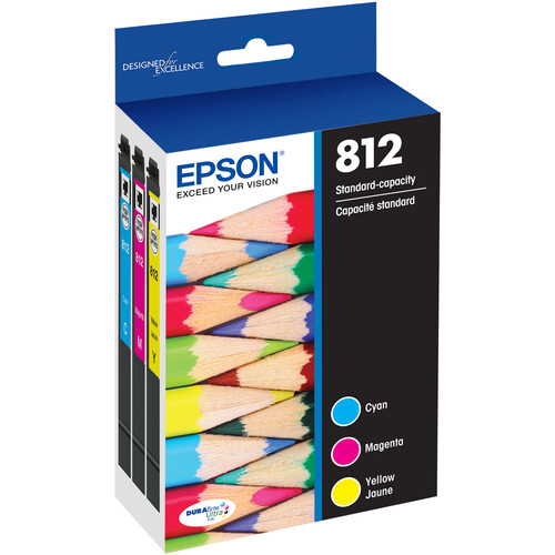 Epson T812 Standard Capacity Color Combo Pack with Sensormatic (Cyan Magenta Yellow)