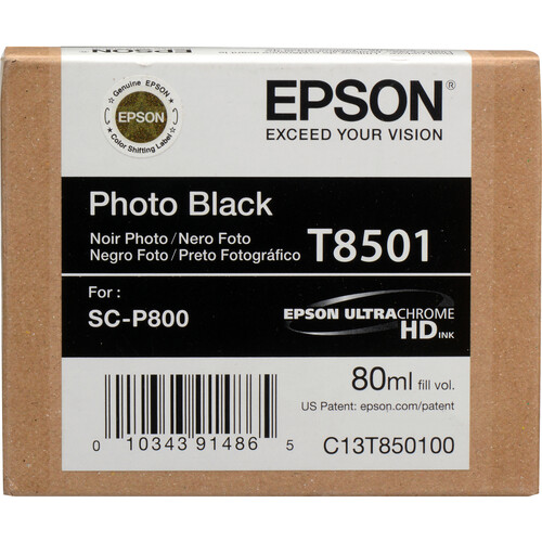 Epson T850100 UltraChrome HD Photo Black Ink Cartridge (80 ml)