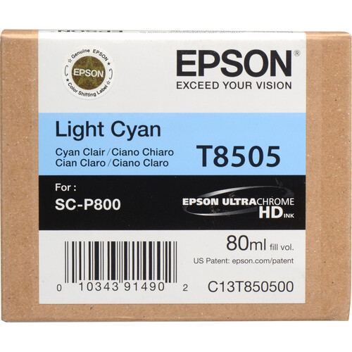 Epson T850500 UltraChrome HD Light Cyan Ink Cartridge (80 ml)