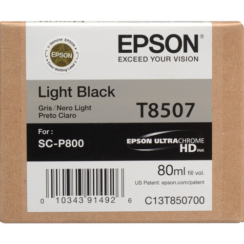 Epson T850700 UltraChrome HD Light Black Ink Cartridge (80 ml)
