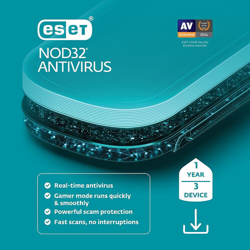 ESET NOD32 Antivirus (3-PCs 1-Year Download)