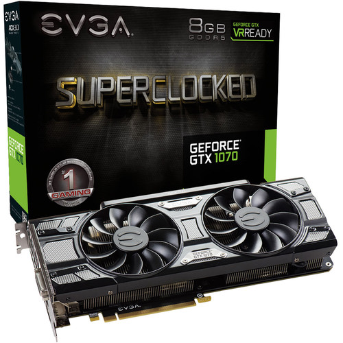 EVGA GeForce GTX 1070 SC GAMING ACX 3.0 Black Version, 8GB GDDR5 LED, DX12 OSD Support (PXOC) 08G-P4-5173-KR