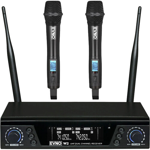 Evno Microphone Systems W2V 2-Person Wireless Cardioid Condenser Handheld Microphone System (902 to 928 MHz)