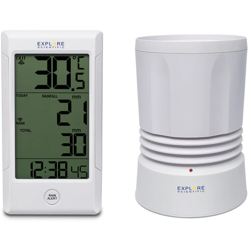 Explore Scientific Wireless Rain Gauge with Outdoor Temperature