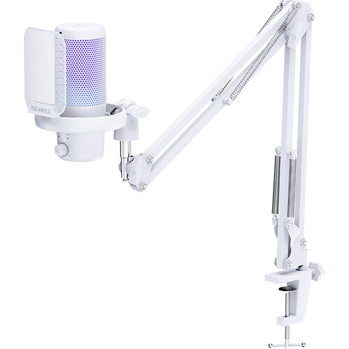 FeelWorld VM1-AS USB-C Gaming Microphone with Boom Arm (White)