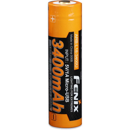 Fenix Flashlight 18650 Li-Ion Battery with Micro-USB Charging Port (3400mAh)