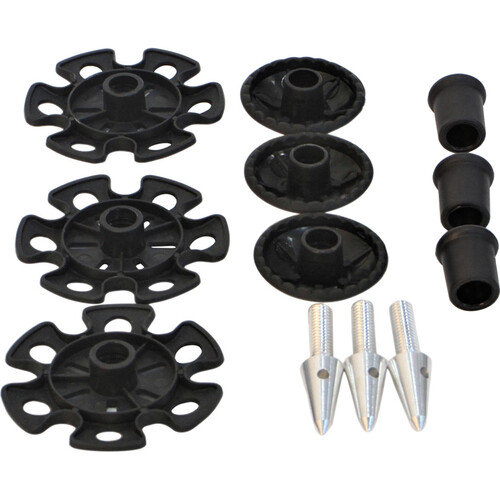 Field Optics Research Large Tripod Spike and Basket Kit with 3X Large Spike, 3X Mud Baskets, 3X Snow Baskets, Aluminum