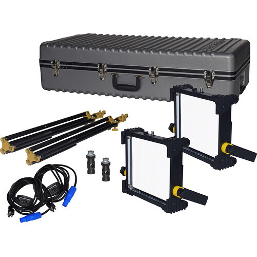 Fluotec CineLight Color30 1x1 DMX LED Panel & Accessories Bundle (2-Pack Gold-Mount)
