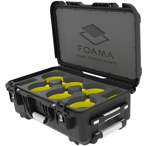 Foama Wheeled Carry-On Hard Case for Set of Six Canon Sumire Primes (Yellow Foam Insert)